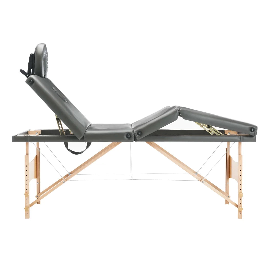 Lettino da Massaggio 4 Zone Telaio in Legno Antracite 186x68cm cod mxl 65827