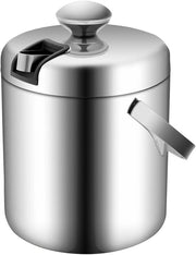 Supporto per contenitore per ghiaccio doppio spessore isolato - contenitore per ghiaccio con coperchio - contenitore per ghiaccio in acciaio inossidabile - contenitore per ghiaccio con beccuccio - capacità 1,3 litri - maniglia rinforzata