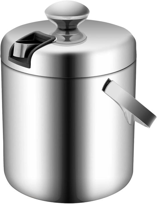 Supporto per contenitore per ghiaccio doppio spessore isolato - contenitore per ghiaccio con coperchio - contenitore per ghiaccio in acciaio inossidabile - contenitore per ghiaccio con beccuccio - capacità 1,3 litri - maniglia rinforzata