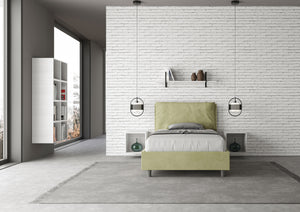 Letto 1 Piazza E Mezzo 120x200 cm con Rete e Contenitore Imbottito in Microfibra Antea Large Tè Verde