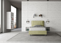 Letto 1 Piazza E Mezzo 120x190 cm con Rete e Contenitore Imbottito in Microfibra Antea Large Tè Verde