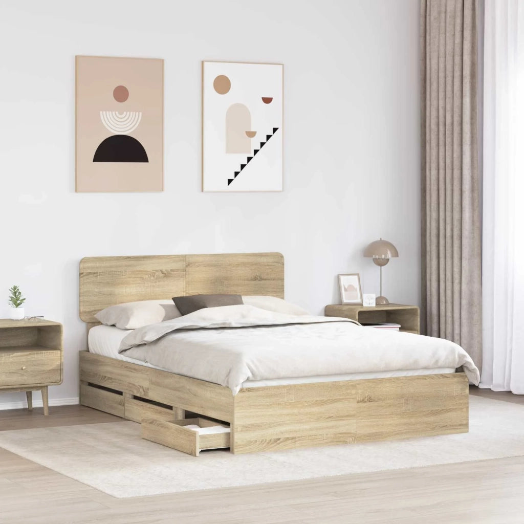 Struttura del letto con cassetto Rovere Sonoma 140 x 200 cm 3412180