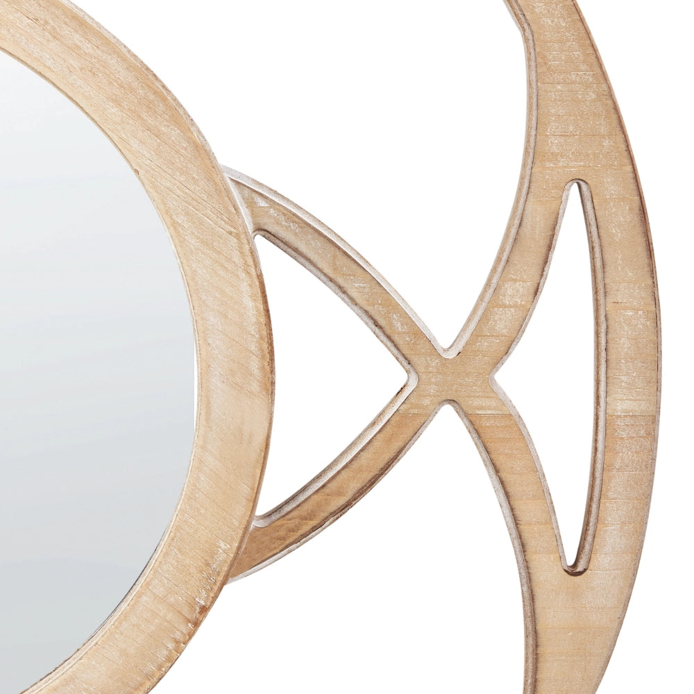 Specchio da parete legno chiaro MDF impiallacciato ø 60 cm Rotondo Decorativo Fatto mano Pezzo arredo Stile scandinavo
