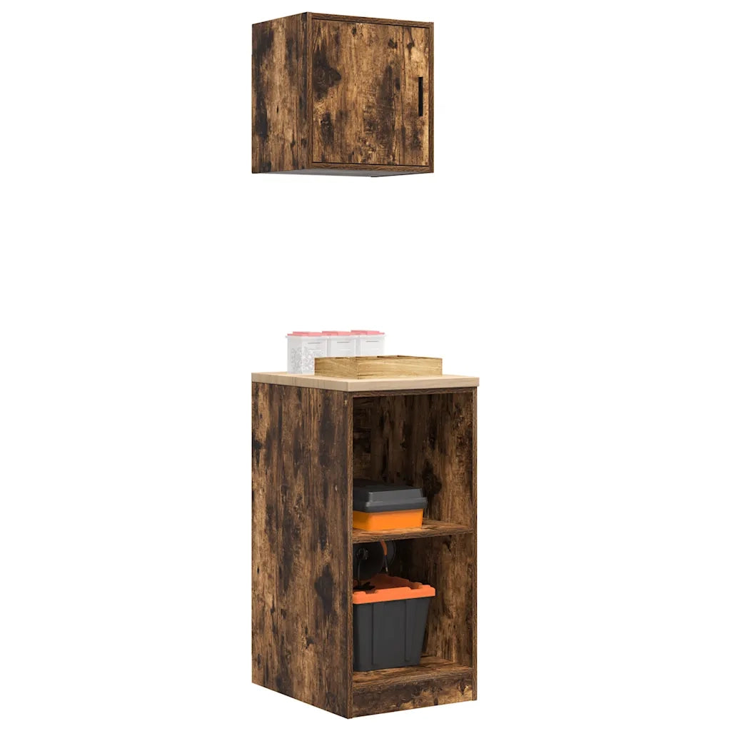 Armadi da Garage 2 pz Rovere Fumo in Legno Multistrato 3328273
