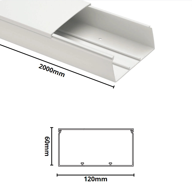 Canale bianco portacavi pvc rigido autoestinguente 120x60mm barra 2 metri