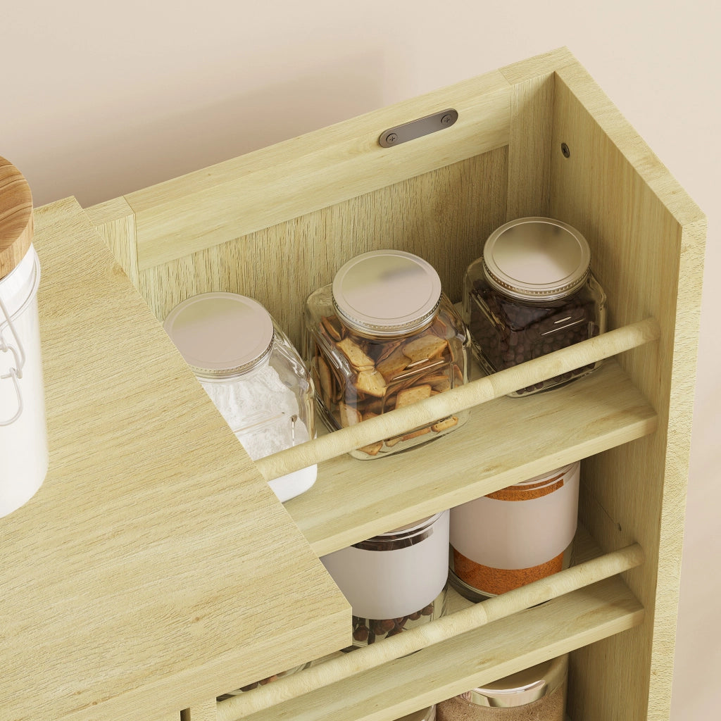 Dispensa Mobile da Cucina 60x30x104 cm 12 Rastrelliere per Spezie Ripiani Regolabili in MDF Legno Naturale
