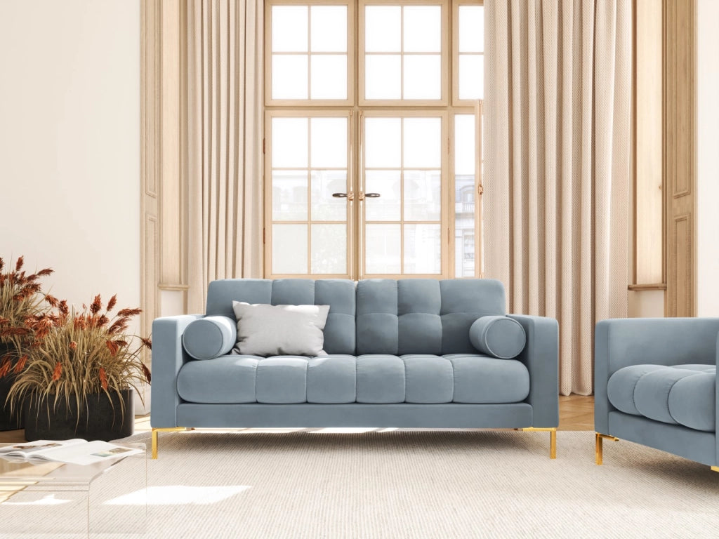 Cosmopolitan Design - Divano "Bali" 2 posti in velluto azzurro 
