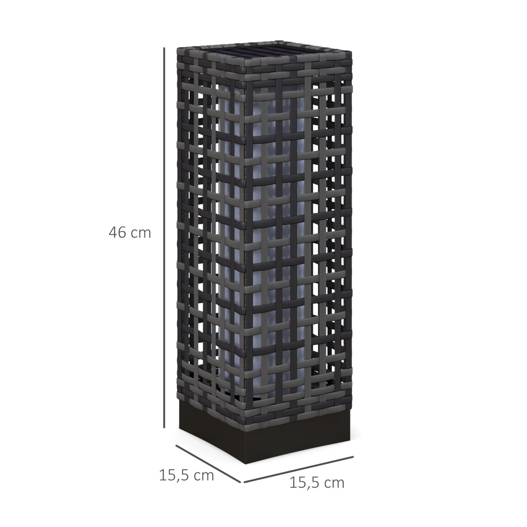 Lampada Da Esterno Solare Effetto Rattan 15,5 X 15,5 X 46 Cm Acciaio E Rattan Sintetico Grigio Per Giardino Con Accensione Automatica