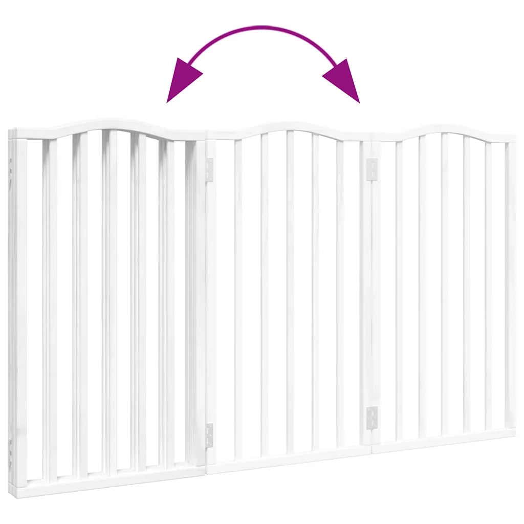vidaXL Cancello per Cani Pieghevole 3 Pannelli Bianco 150 cm Pioppo