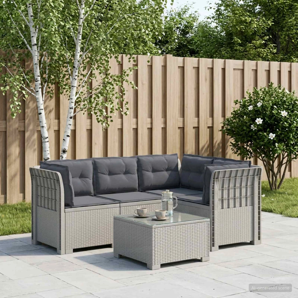 Divano da Giardino 4 Posti con Cuscini Aspetto Rattan PP Bianco 3443989