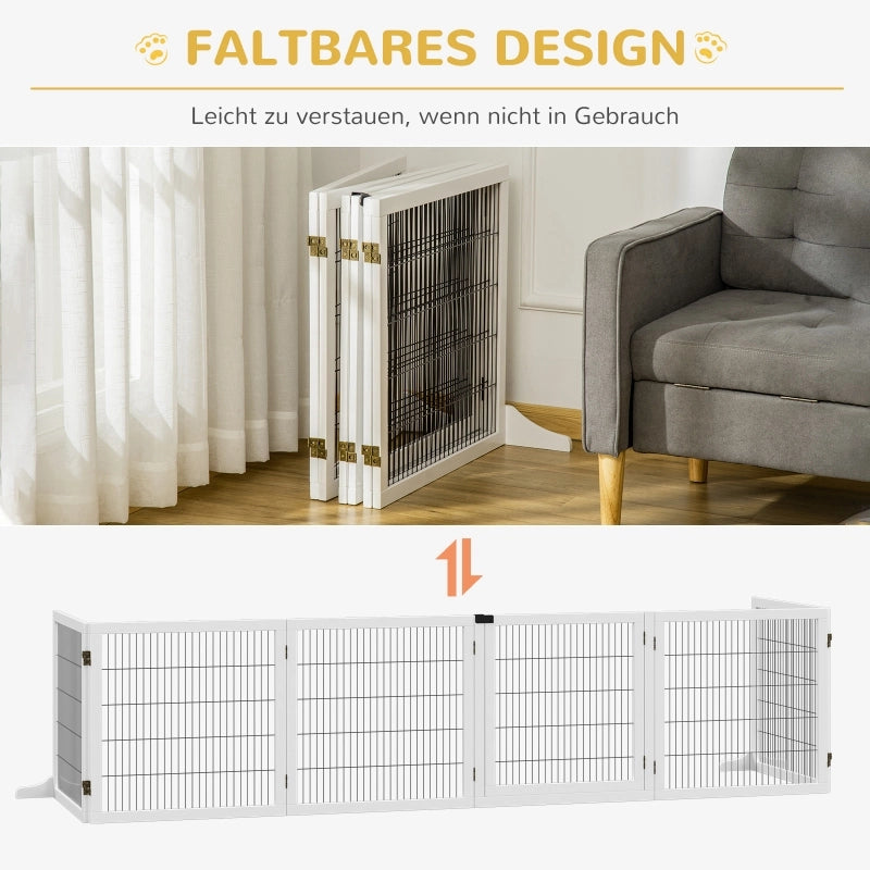 CANCELLETTO Barriera pieghevole per cani 432x70 cm Legno Bianco
