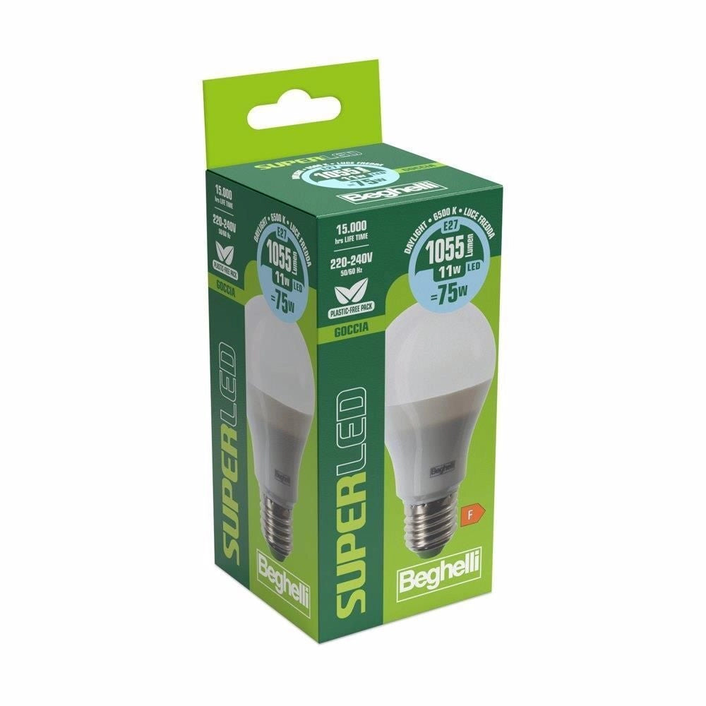Beghelli SuperLED Lampadina a risparmio energetico Bianco freddo 6500 K 11 W E27 F