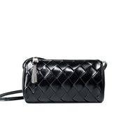 Borsa a tracolla piccola e alla moda da donna in vera pelle, modello hobo, colore nero.