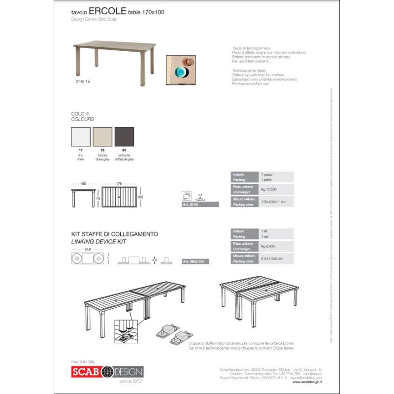 TAVOLO ERCOLE TECNOPOLIMERO SCAB DESIGN MADE IN ITALY - Antracite 81