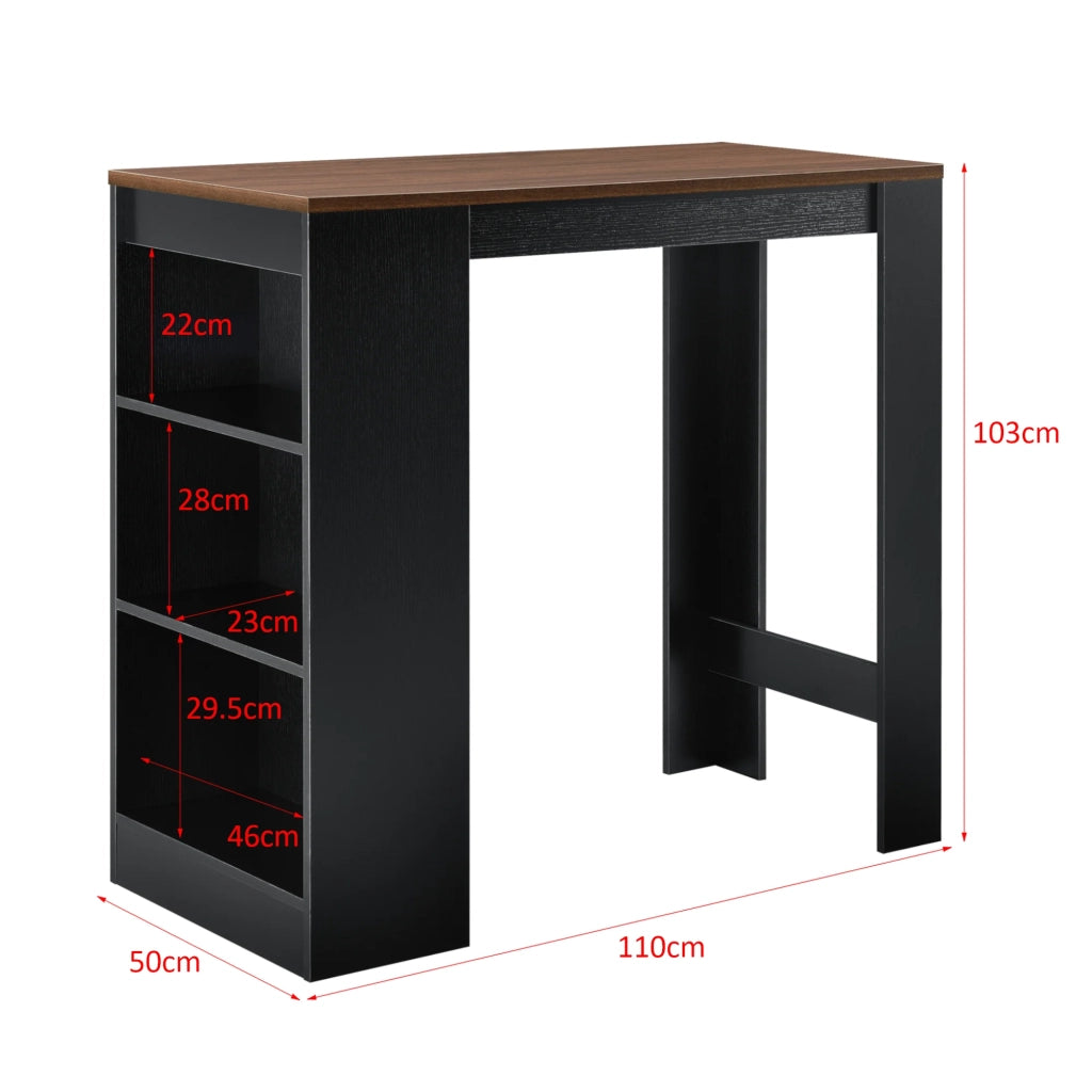 Tavolo alto da bistrot con contenitore 110 cm effetto nero e noce 03_0006192