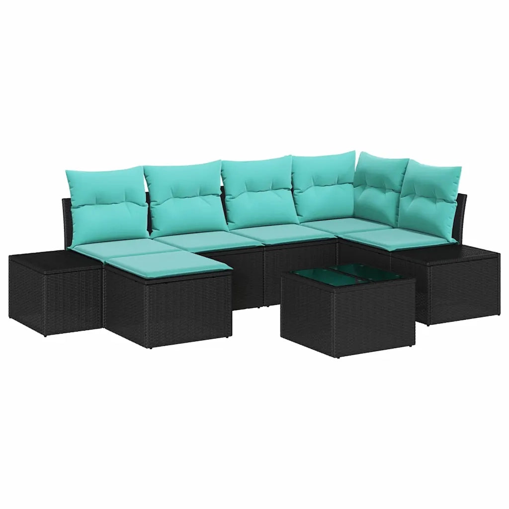 Set Divano da Giardino 7 pz Nero polyrattan 3347146