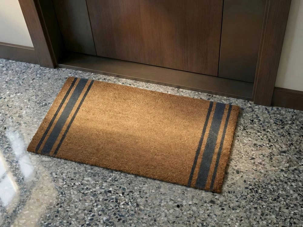 Zerbino in fibra di cocco naturale con fondo antiscivolo in PVC 50 x 80 cm Decorazione Classico Motivo a strisce tradizionale