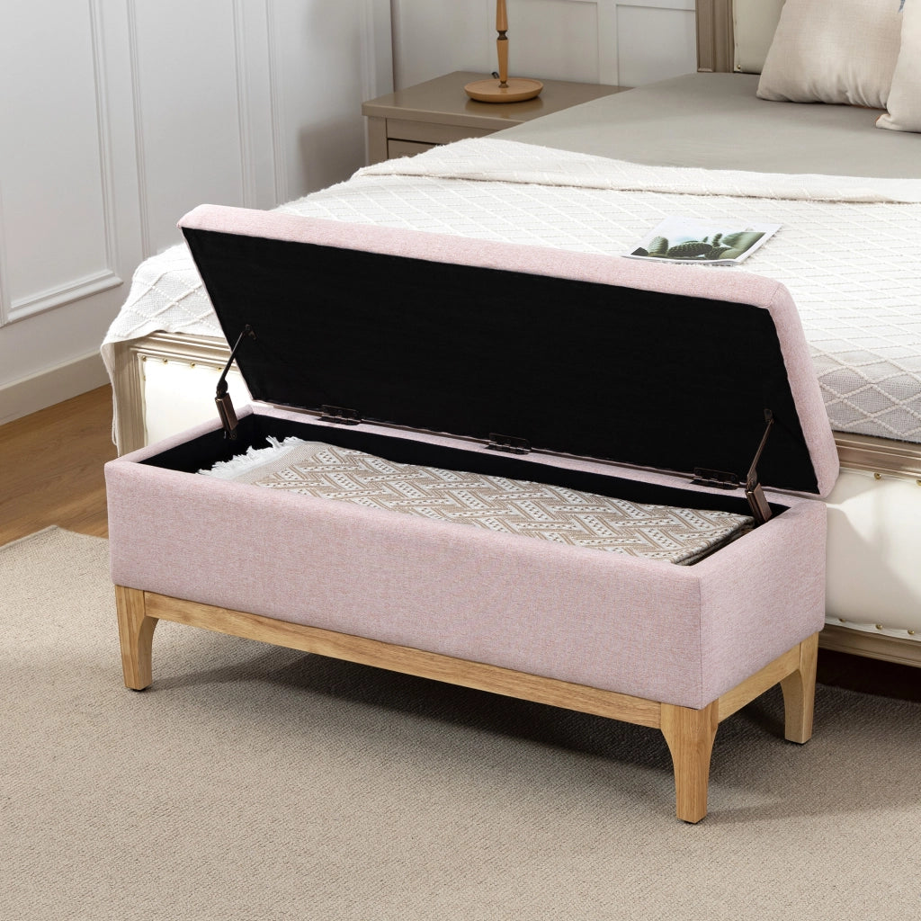 Cassa di stoccaggio in tessuto lino con coperchio rimovibile ¨C zephmum ¨C rosa 110x39x45