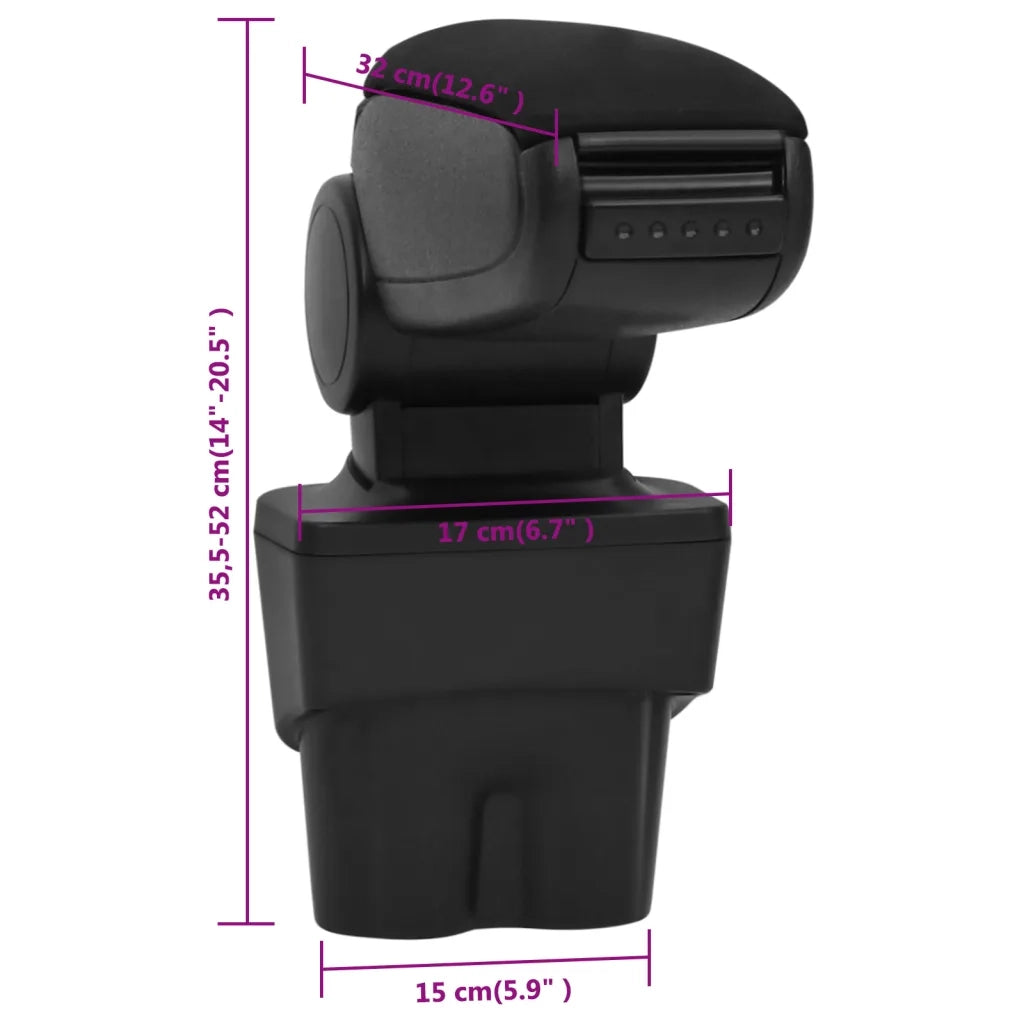 Bracciolo per Auto Nero 17x32x(35,5-52) cm in ABS CFW7319636