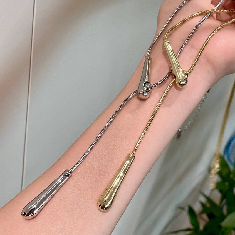 Collana a goccia in stile minimalista, nuova catena lunga per felpa da donna.