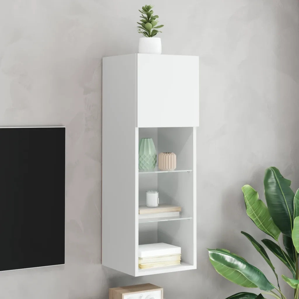 Mobile TV | Armadietto TV | Mobile Porta TV con Luci LED Bianco 30,5x30x90 cm