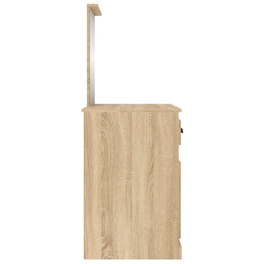 Toeletta Specchio-Tavolo da Vanit¨¤ Rovere Sonoma 90x50x132,5cm Legno Multistrato