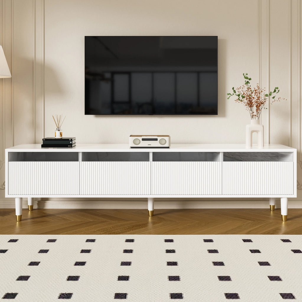 Mobile TV bianco 178 cm con 4 cassetti in MDF e acrilico