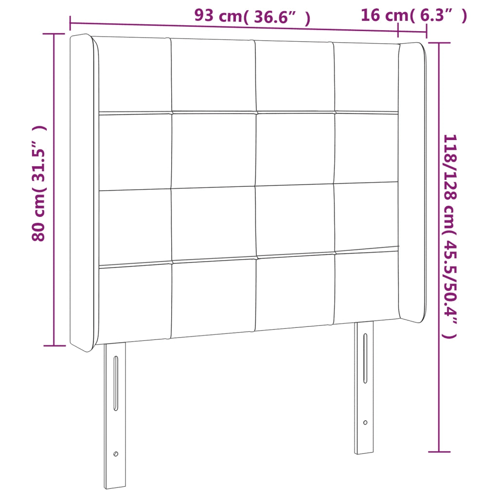Testiera ad Orecchio-Testata con Orecchie Marrone Scuro 93x16x118/128 cm in Tessuto 217597