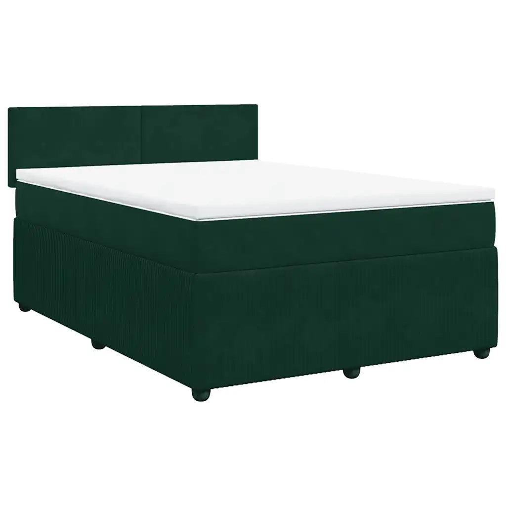 Giroletto a Molle con Materasso Verde Scuro 140x200 cm Velluto
