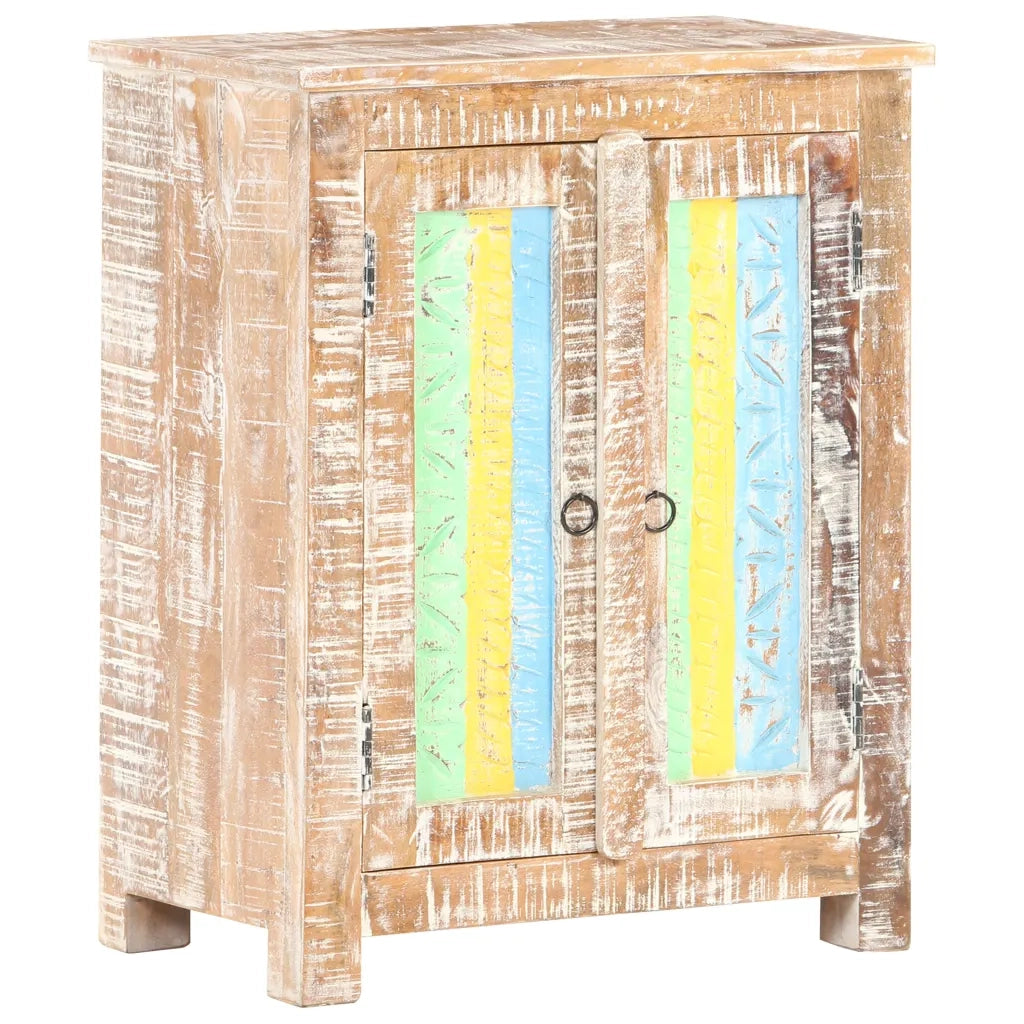 Credenza-Buffet-Armadio da cucina 61x35x76 cm in Legno Grezzo di Acacia