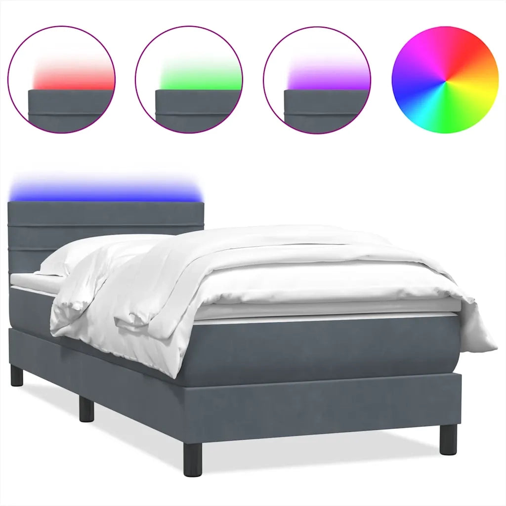 vidaXL Giroletto a Molle con Materasso Grigio Scuro 80x210 cm Velluto