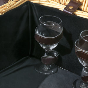 Cesta Valigetta da Pic Nic per 4 Persone 24 Pezzi in Vimini color Legno