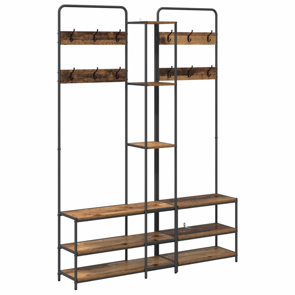 Appendiabiti con panca per scarpe Legno antico 8012048