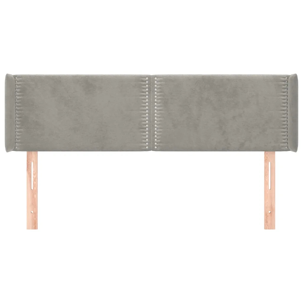 Testiera ad Orecchio Grigio Chiaro 147x16x78/88 cm in Velluto