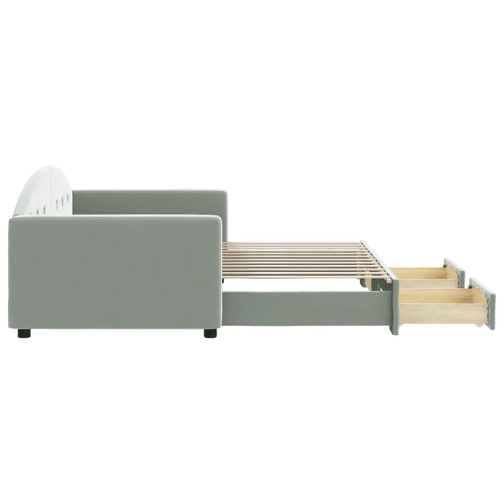 Divano Letto Estraibile Cassetti Grigio Chiaro 90x200cm Velluto 3197349
