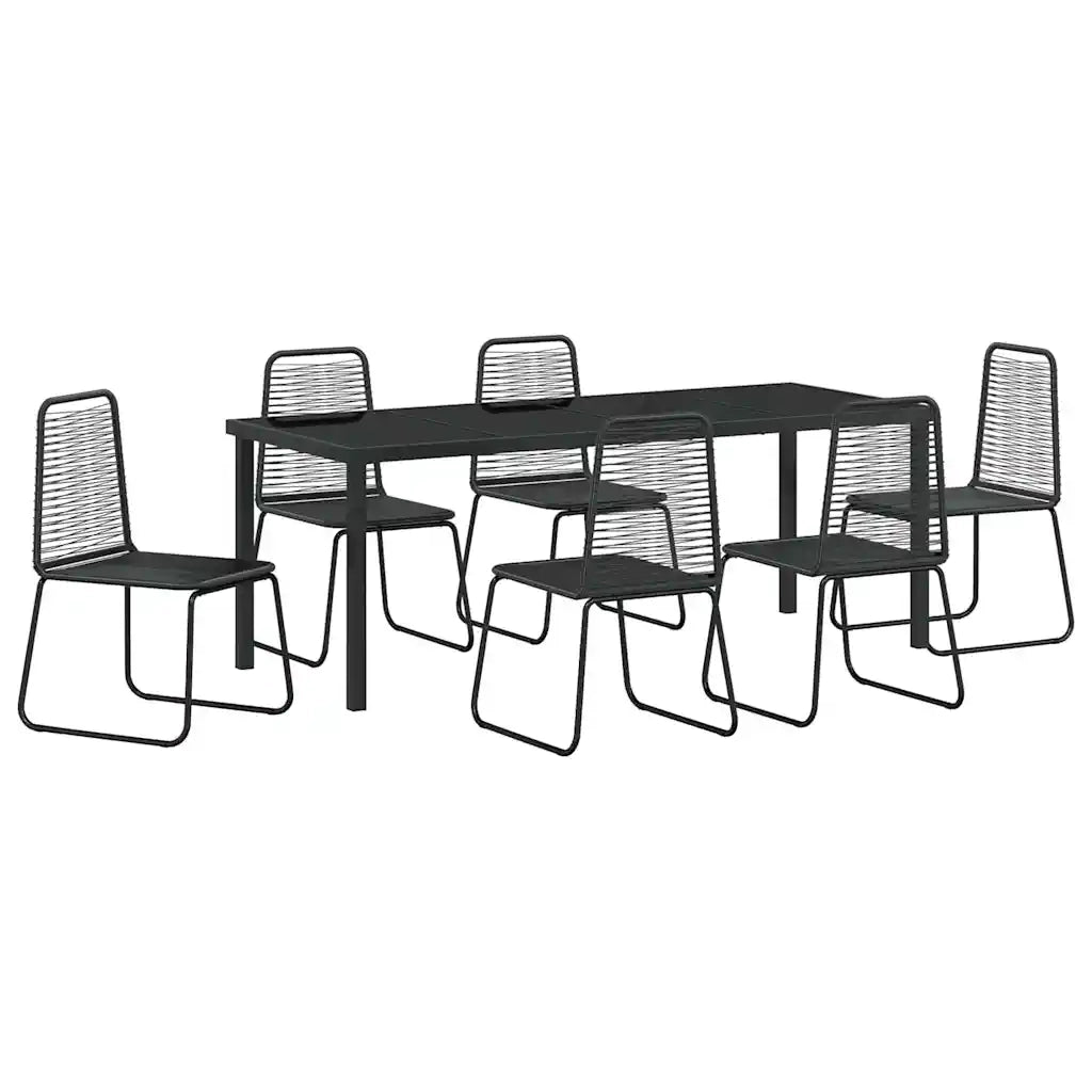 Set da Pranzo per Giardino 7 pcs Nero