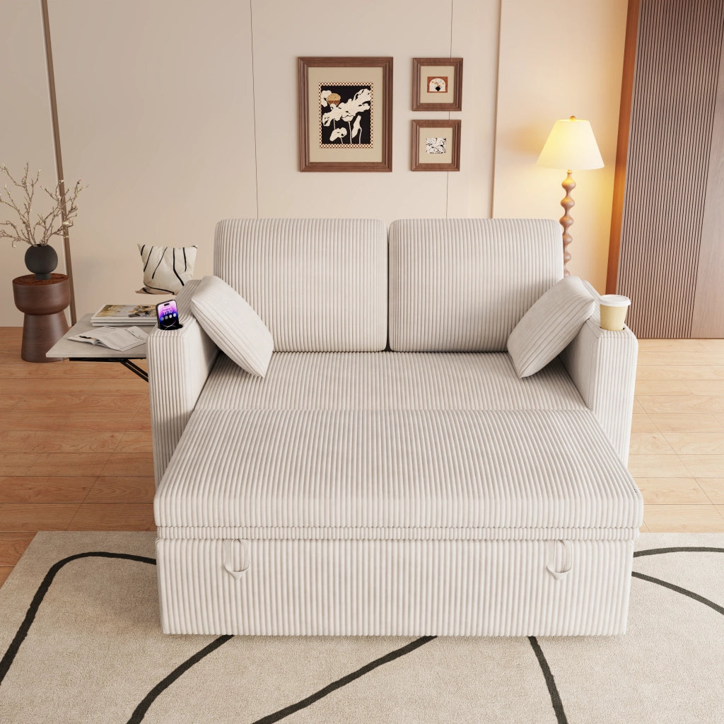 Divano Letto Multifunzione ¨C MINIMAL ¨C con Schienale Regolabile, Portabicchieri, Cuscini