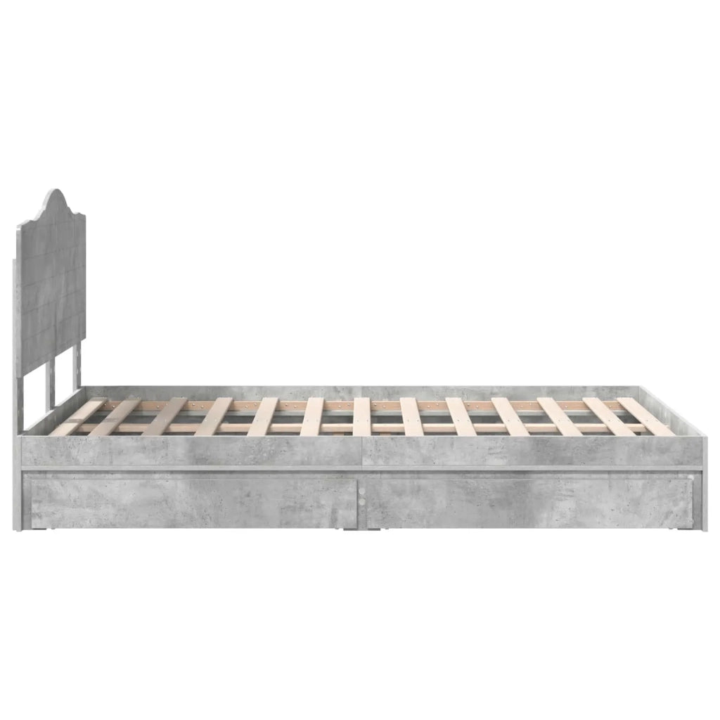 Letto con Contenitore con testiera Grigio cemento 135 x 190 cm