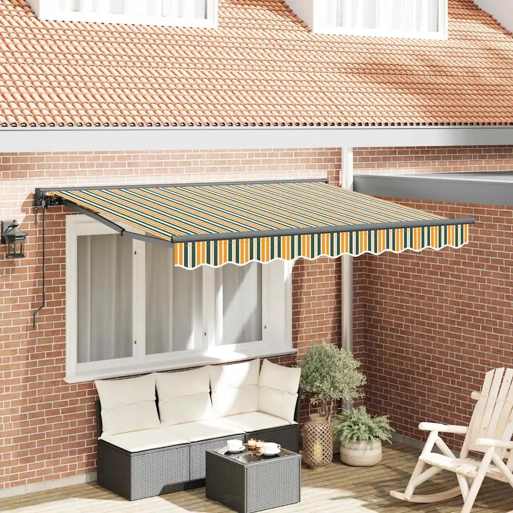 vidaXL Tenda Retrattile Verde e Giallo 300 x 200 cm