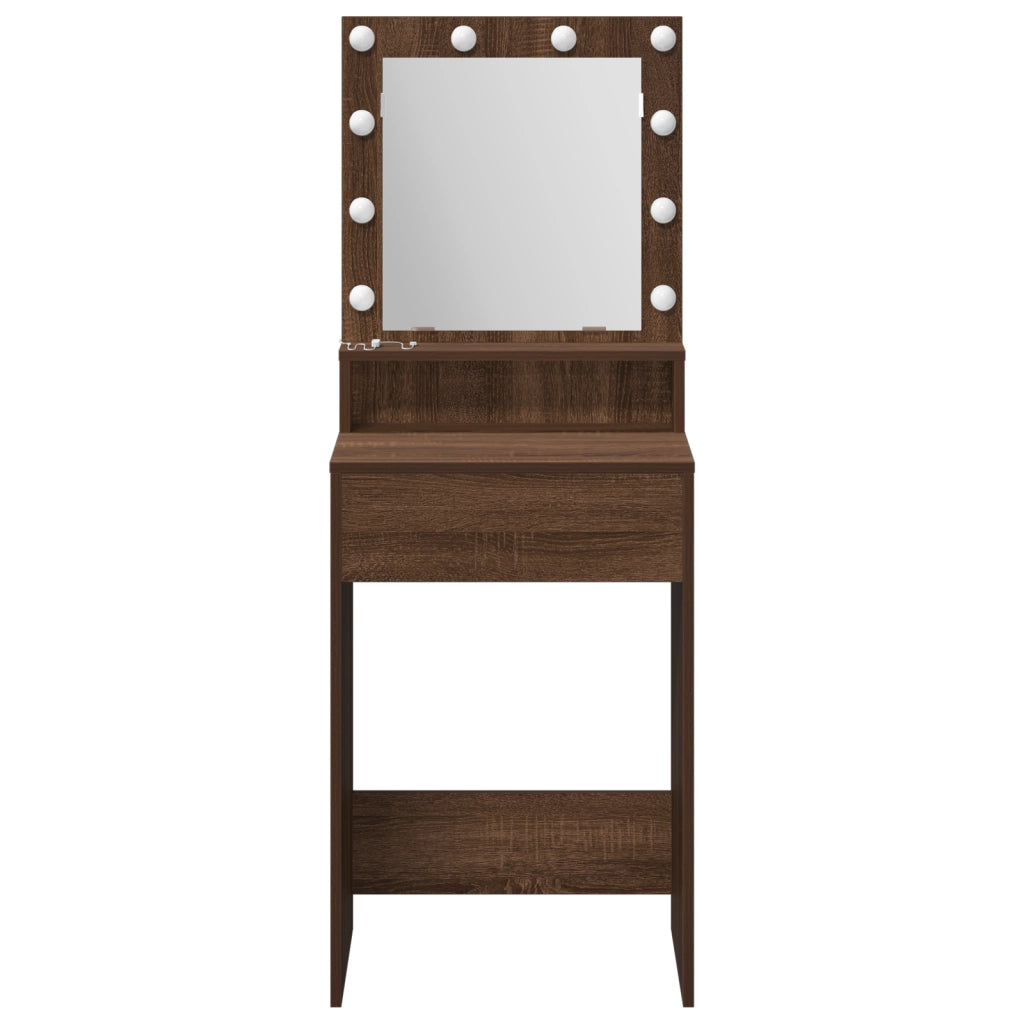 Scrivania per Trucco con Luci LED - Rovere Marrone - 50x41x135 cm