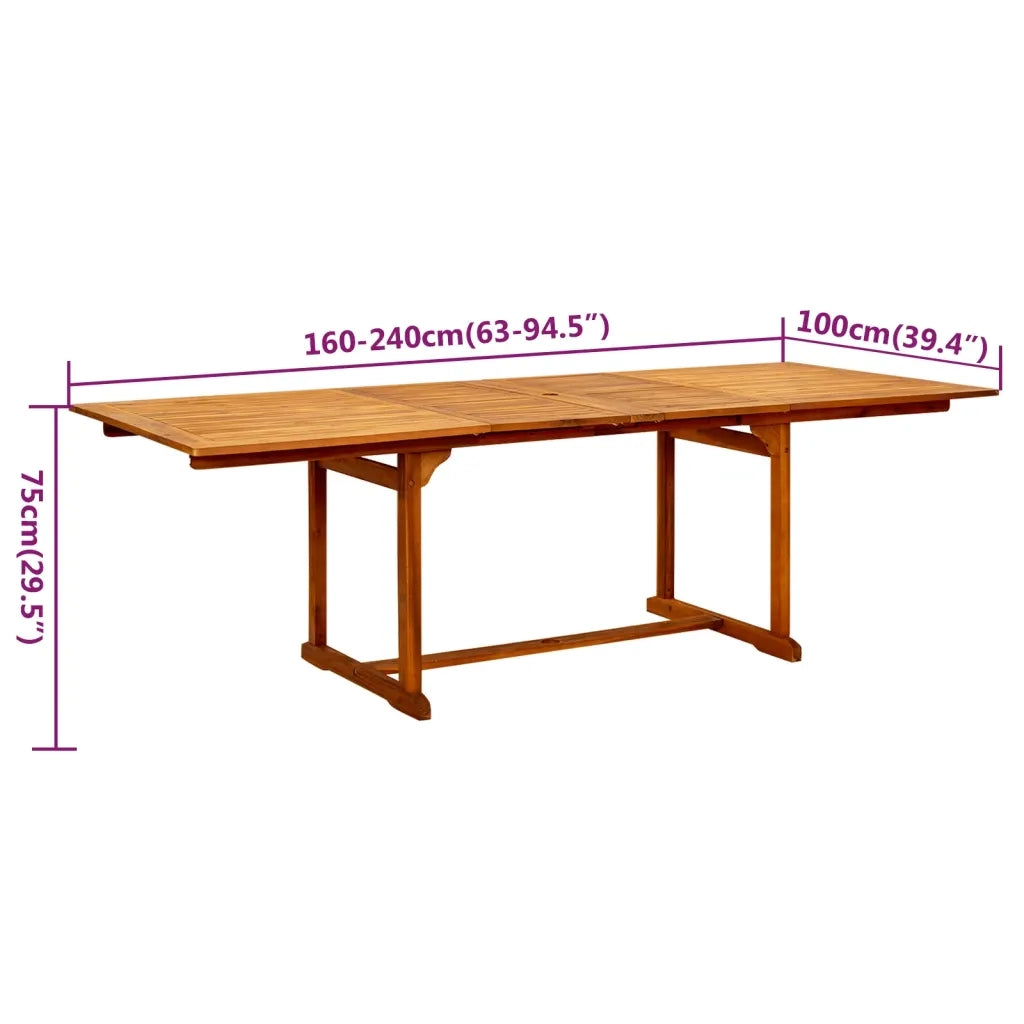 Set Mobili da Pranzo per Giardino 7 pz Legno Massello di Acacia 160-240 cm 3079641