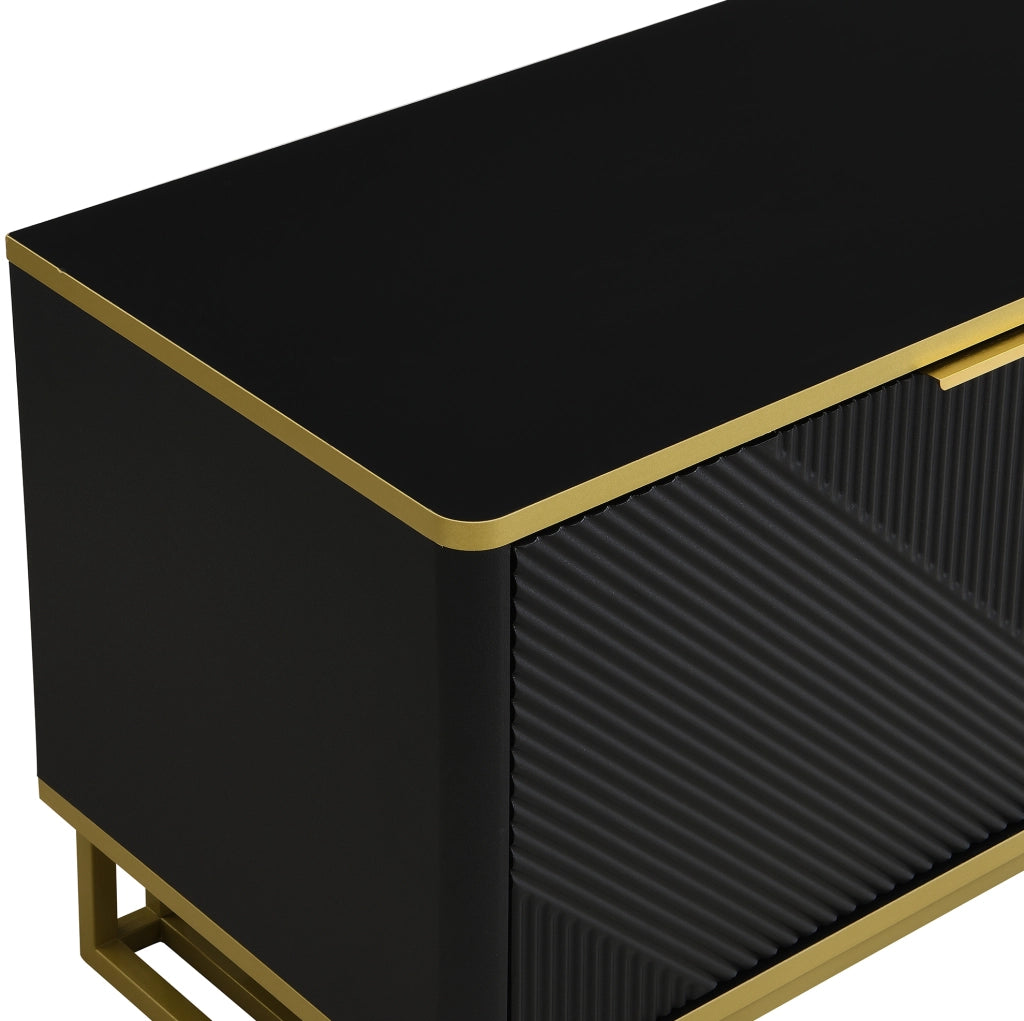 Mobile TV con ante e vano aperto 160x37;5x48 cm in MDF nero