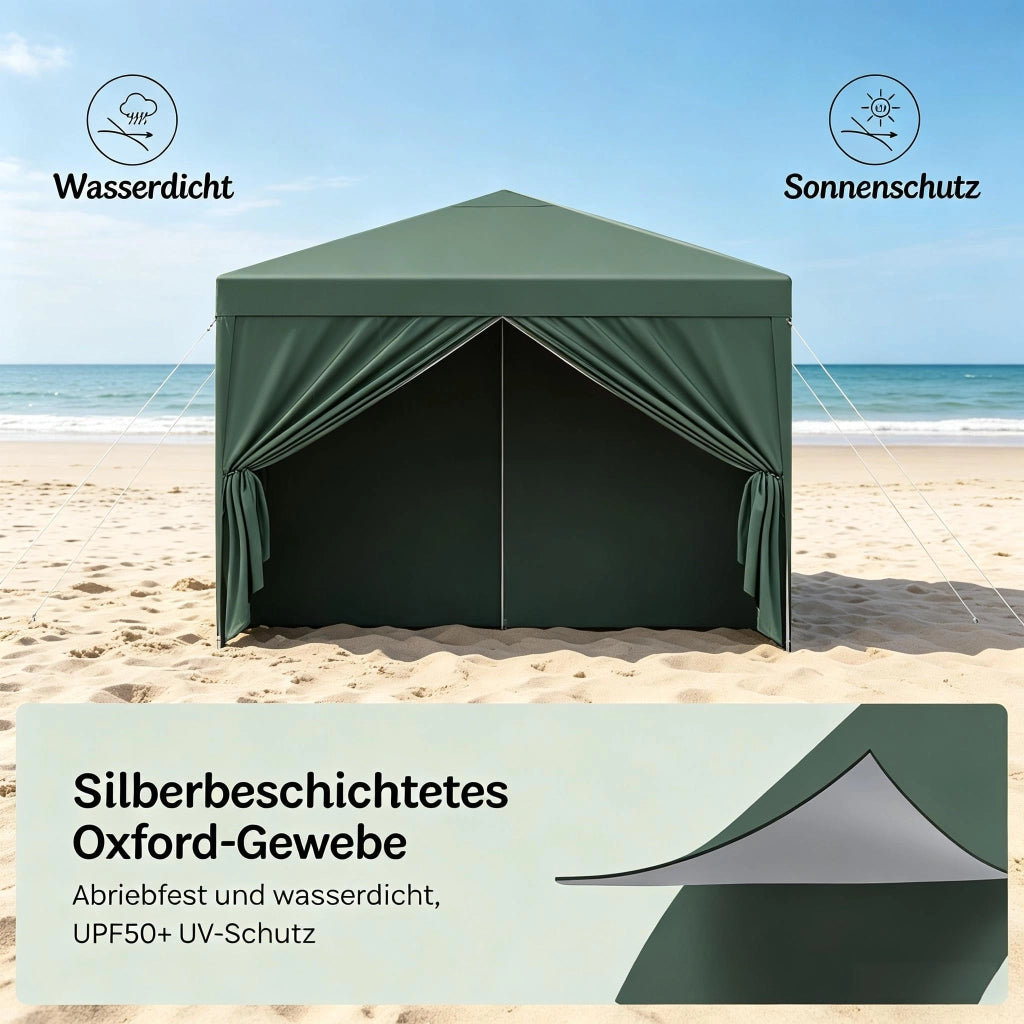 GAZEBO 3x3 m Verde con struttura in metallo e tessuto Oxford