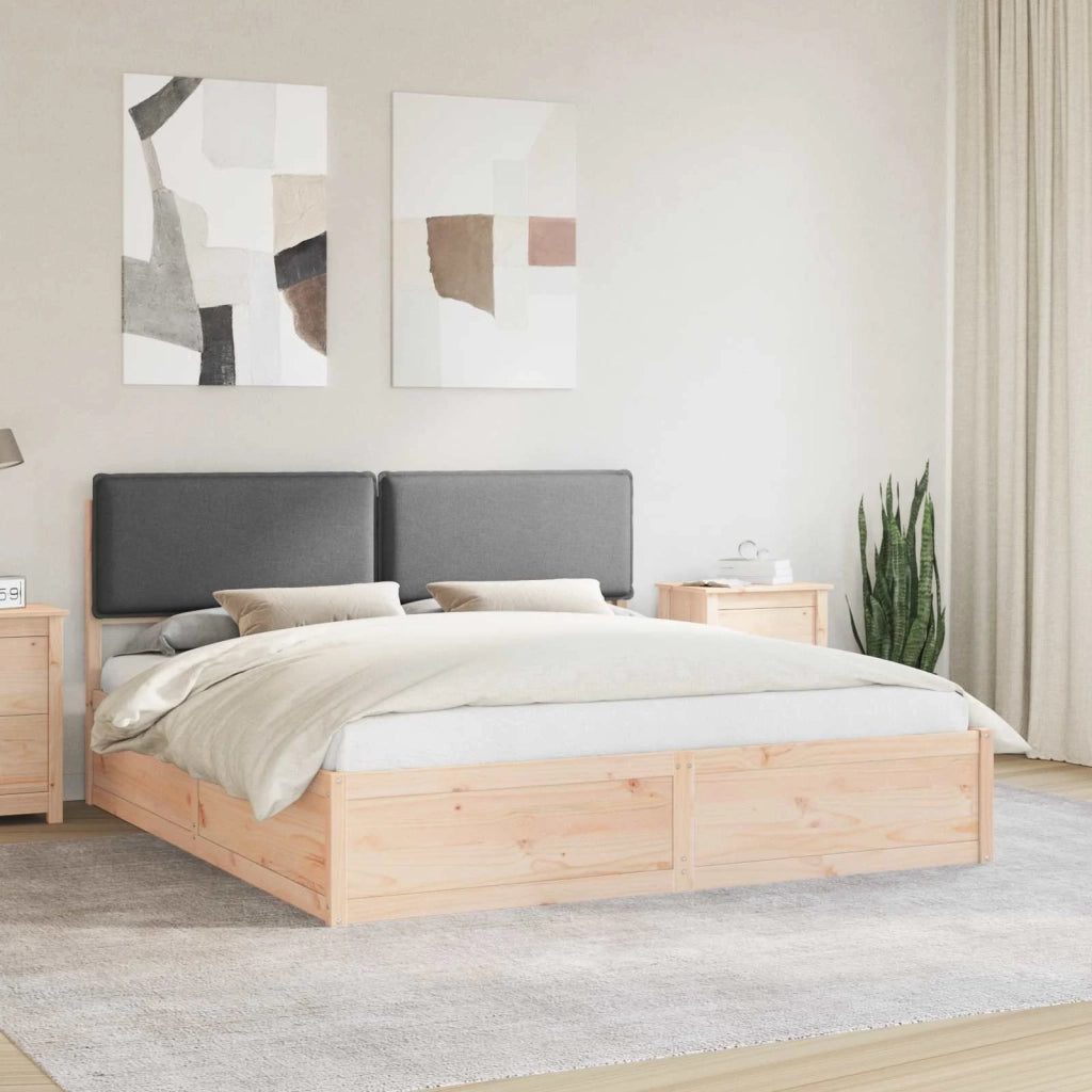 Letto con Testiera Rivestita Grigio scuro 200 x 200 cm