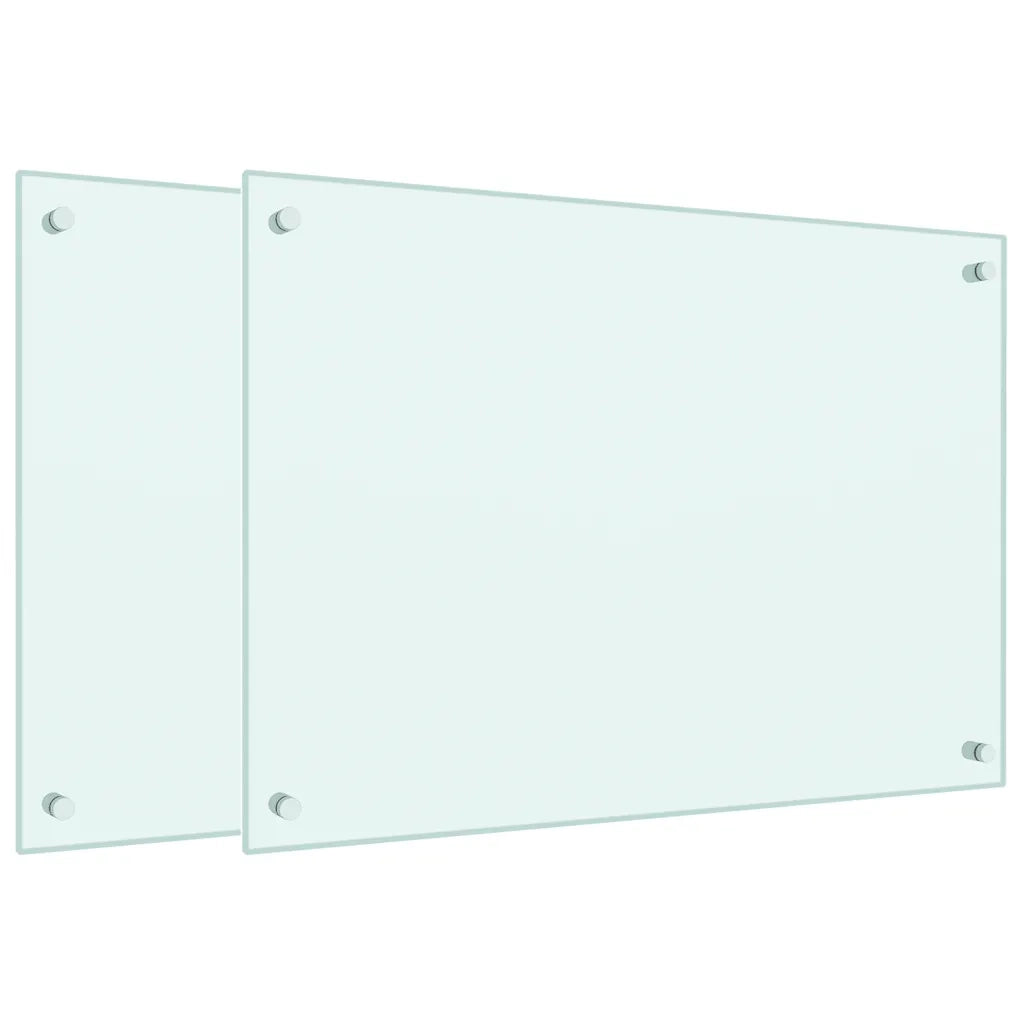 Paraschizzi per Cucina 2 pz Bianchi 70x50 cm in Vetro Temperato 3315784