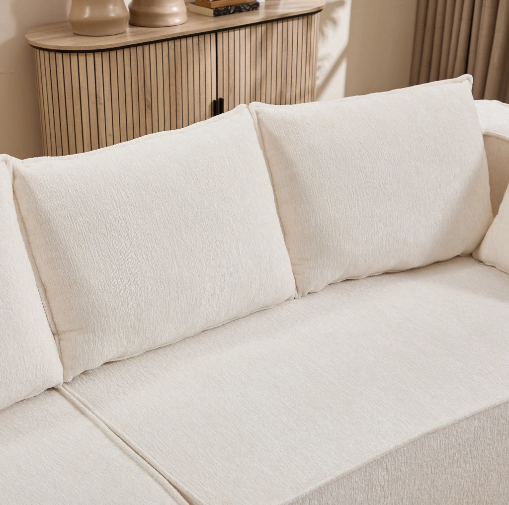 Divano modulare curvo dal design moderno in velluto bianco per soggiorno