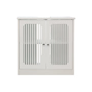Mobile sottolavabo con 2 ante e ripiano regolabile per bagno in MDF e truciolato bianco