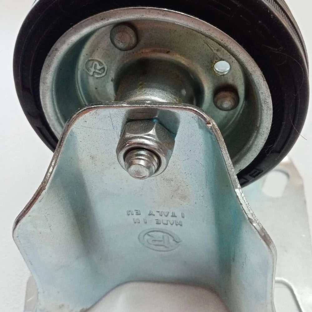 Ruota in gomma da 200mm standard con piastra fissa