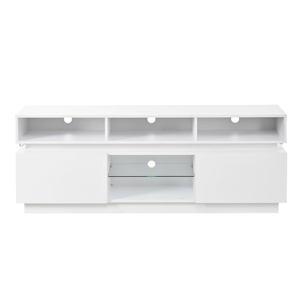 Mobile TV con LED ¨C MINIMAL ¨C Bianco Lucido, Vetro Temperato, 160x35x60 cm
