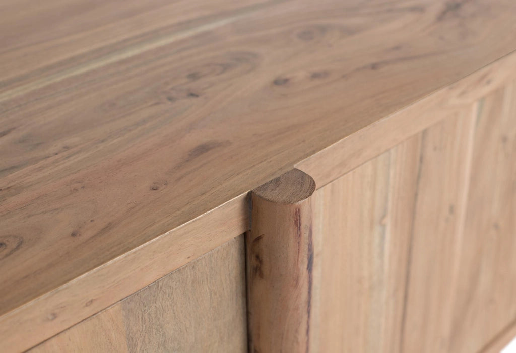 Mobile porta TV in legno massello di acacia con angoli arrotondati